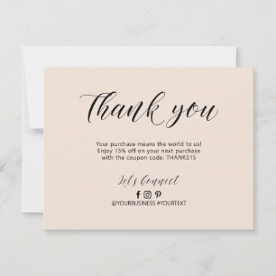 Beige Lettering Business Package Thank You Card