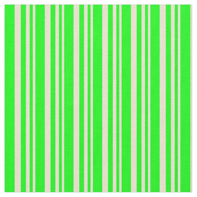 Beige & Lime Stripes Pattern Fabric (Close Up)