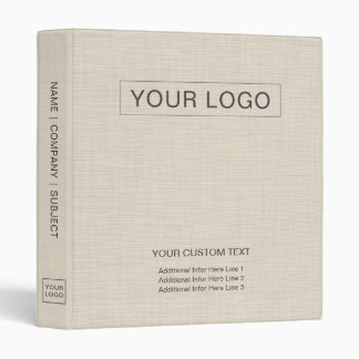 Beige Linen Creme Custom Business Logo Promotional Binder