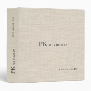 Beige Linen Creme Professional Elegant Monogram Binder
