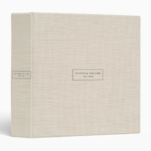 Beige Linen Creme Texture Minimalist Professional Binder