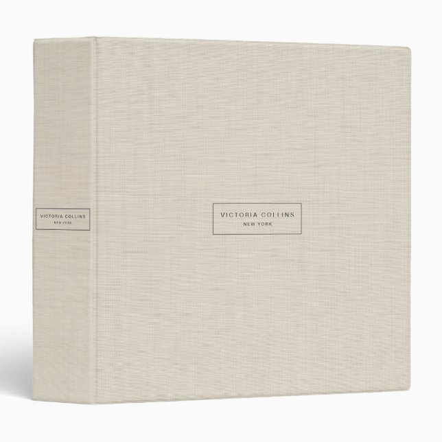 Beige Linen Creme Texture Minimalist Professional Binder (Front/Spine)
