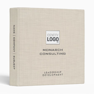 Beige Linen Creme Texture Simple Custom Logo Binder