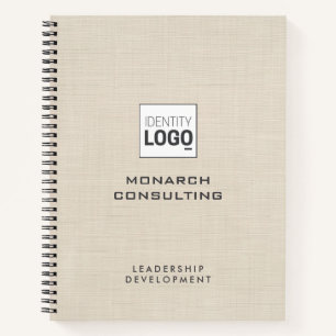 Beige Linen Creme Texture Simple Custom Logo Notebook