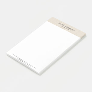 Beige Linen Creme Texture Simple Elegant Monogram Post-it Notes