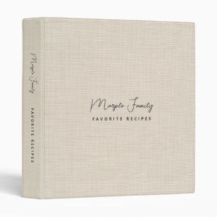 Beige Linen Creme Texture Simple Family Recipes Binder
