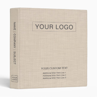 Beige Linen Dune Custom Business Logo Promotional Binder
