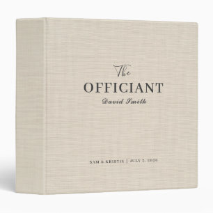 Beige Linen Fabric The Officiant Wedding Album Binder