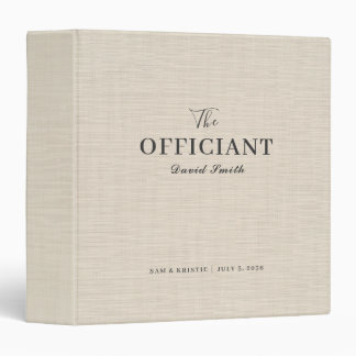 Beige Linen Fabric The Officiant Wedding Album Binder