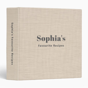 Beige Linen Favourite Recipes Classic Retro Binder