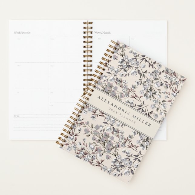 Beige Linen Floral | Name & Year Planner (Display)