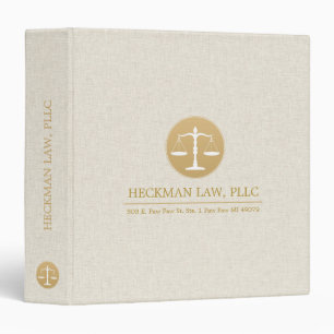 Beige Linen Gold Justice Logo Binder