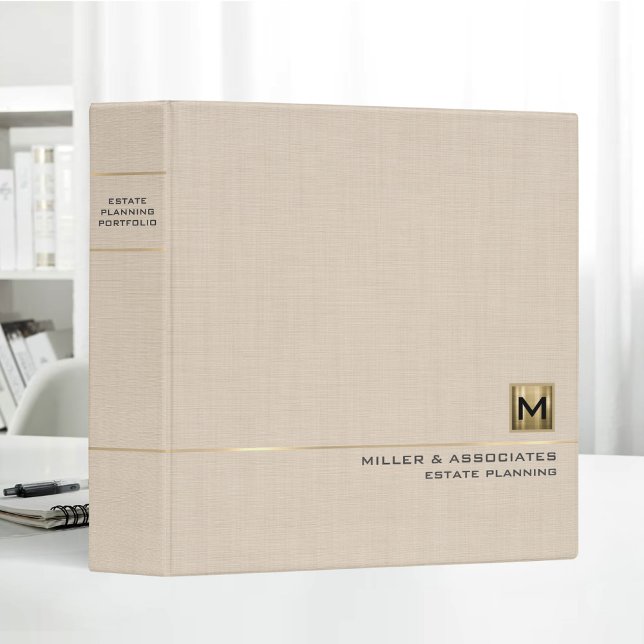 Beige Linen Gold Logo Initial Estate Planning Binder (Creator Uploaded)