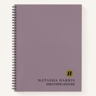 Beige Linen Gold Monogram Elegant notebook