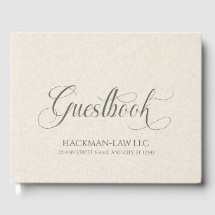 Beige Linen Grey Guestbook Script Typography
