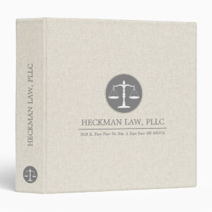 Beige Linen Grey Justice Logo Binder