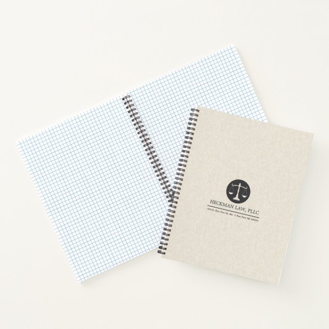 Beige Linen Grey Justice Logo Notebook (Inside)