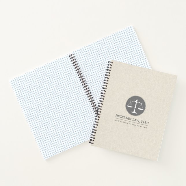 Beige Linen Grey Justice Logo Notebook (Inside)