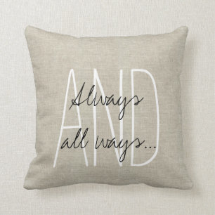 Beige Linen Grey White Wedding Keepsake Throw Pillow