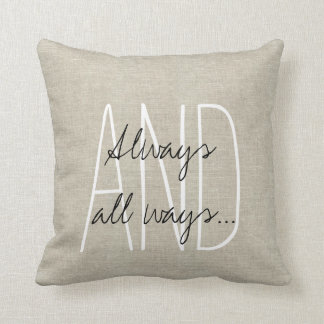 Beige Linen Grey White Wedding Keepsake Throw Pillow