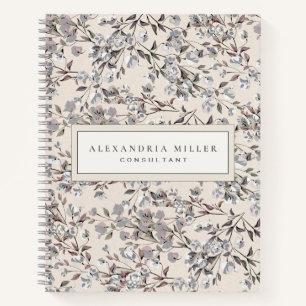 Beige Linen & Grey with Framed Custom Text Notebook