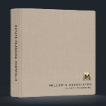 Beige Linen Luxury Gold Initial Logo Binder<br><div class="desc">Designed for Estate Planners and Law and Legal firms. This binder is ideal for organizing your client's portfolio information.</div>