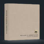 Beige Linen Luxury Gold Initial Logo Binder<br><div class="desc">Designed for Estate Planners and Law and Legal firms. This binder is ideal for organizing your client's portfolio information.</div>