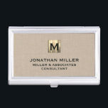 Beige Linen Monogrammed Business Card Holder<br><div class="desc">Elevate your professional image with this sophisticated beige business card case featuring a chic beige linen print design and elegant gold monogram. The durable and stylish case makes the perfect accessory for networking events or everyday use. Customize with your own monogram, name and text of your choice for a personalized...</div>