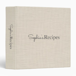 Beige Linen Personalized Recipes Cookbook Binder