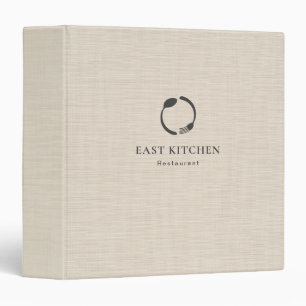 Beige Linen Personalized Restaurant Menu Logo Binder