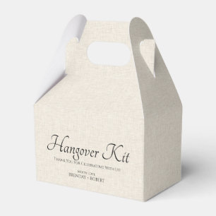 Beige linen Simple Script Hangover Recovery Kit Favor Box