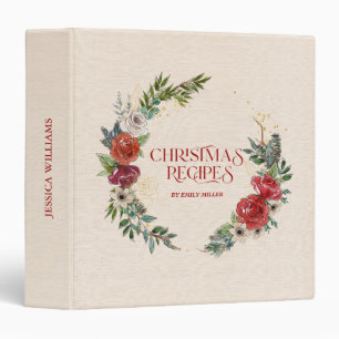 Beige linen texture Christmas Wreath Recipes  Binder