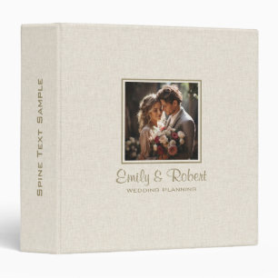 Beige Linen Texture Custom Wedding Photo Binder