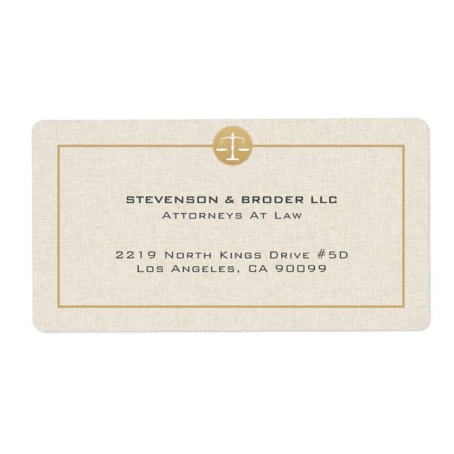 Beige Linen Texture & Gold Justice Logo (Front)