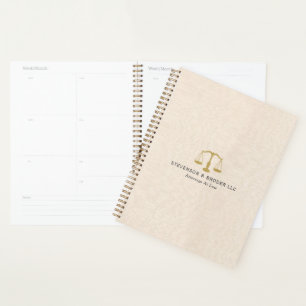 Beige Linen Texture & Gold Justice Scale Planner