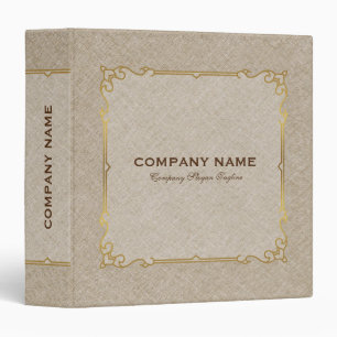 Beige Linen Texture Gold Vintage Frame Binder