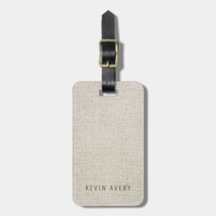 Beige Linen Texture Personalized Organic look Luggage Tag