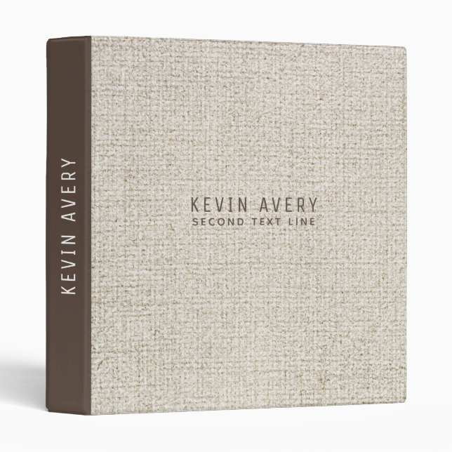 Beige Linen Texture Professional Personalized Binder (Front/Spine)