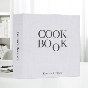 Beige Linen Texture Recipe Book Cook Monogram Binder