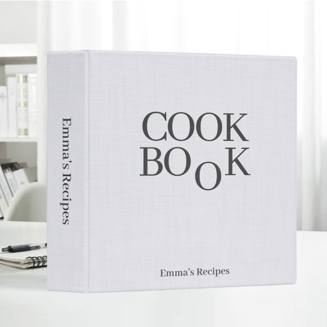 Beige Linen Texture Recipe Book Cook Monogram Binder (Creator Uploaded)