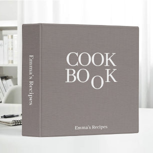 Beige Linen Texture Recipe Book Cook Monogram Binder