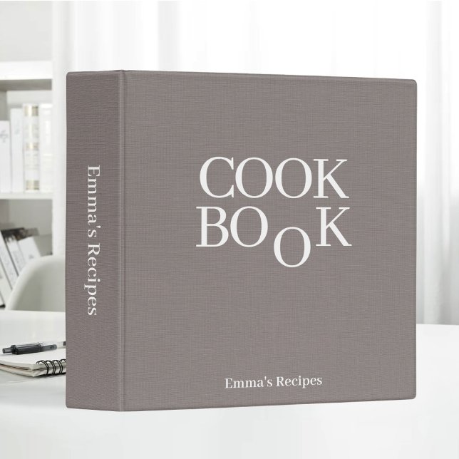 Beige Linen Texture Recipe Book Cook Monogram Binder (Creator Uploaded)