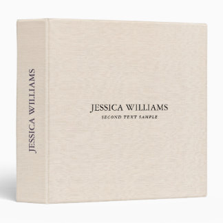 Beige linen texture simple black typography binder