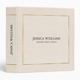 Beige linen texture simple gold frame binder