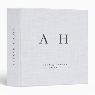 Beige Linen Texture Wedding Note Custom Monogram Binder