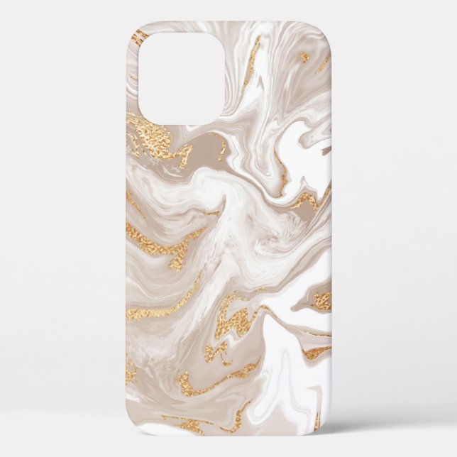 Beige liquid marble, gold line art. Case-Mate iPhone case (Back)