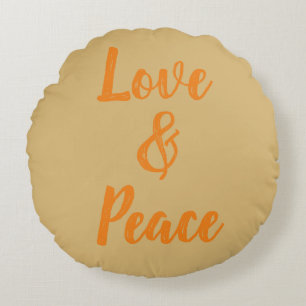 Beige Love & Peace Round Pillow