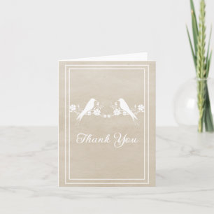 Beige Lovebird Floral Thank You Card