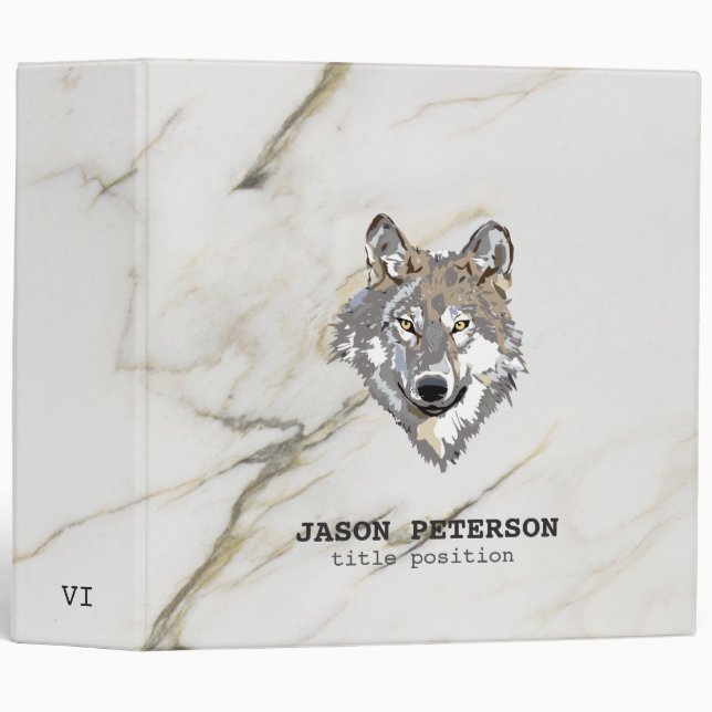 Beige Marble And Wolf Binder (Front/Spine)