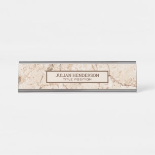 Beige Marble Brown Grain Desk Name Plate